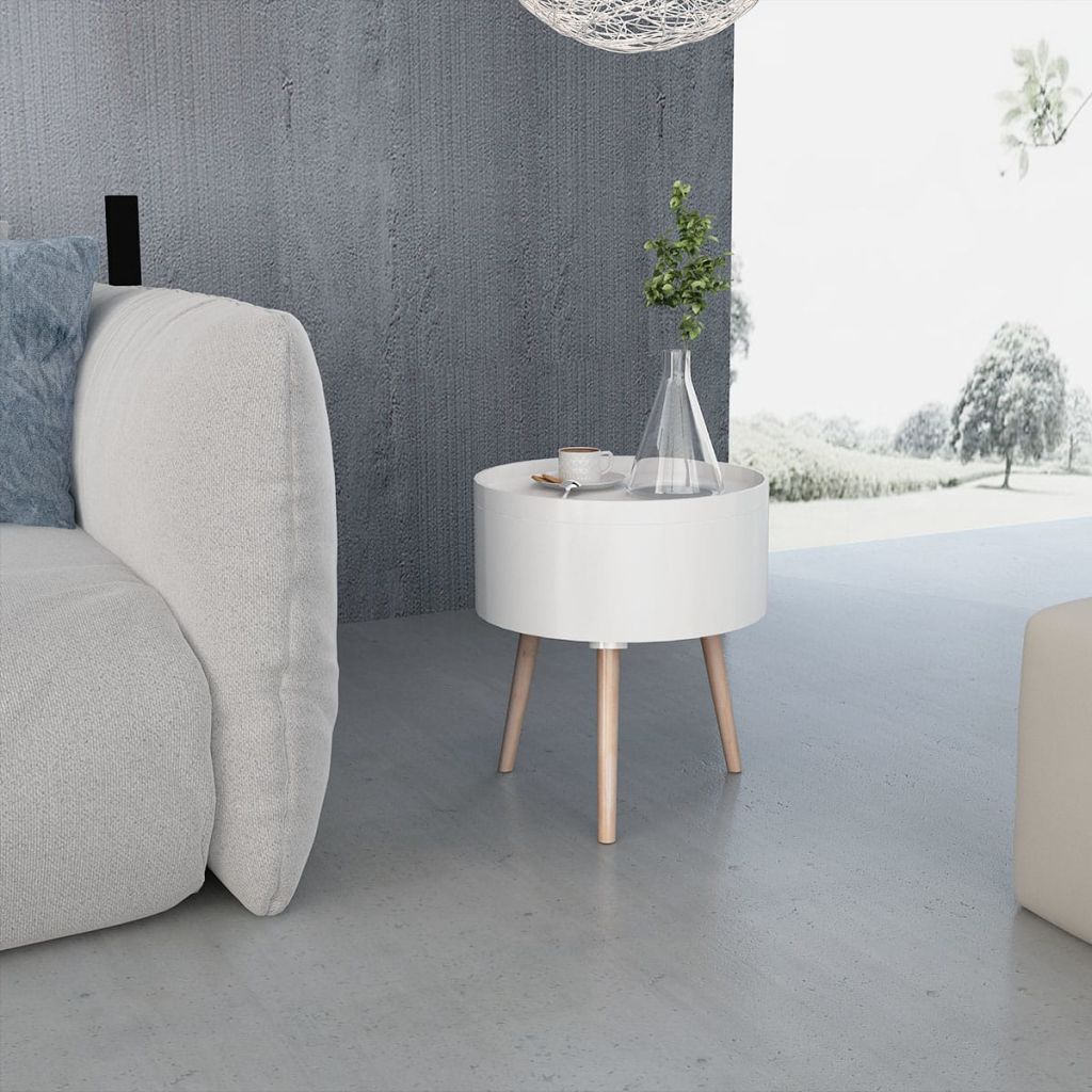 vidaXL Side Table Sofa End Table Accent Coffee Table with Serving Tray Round-5