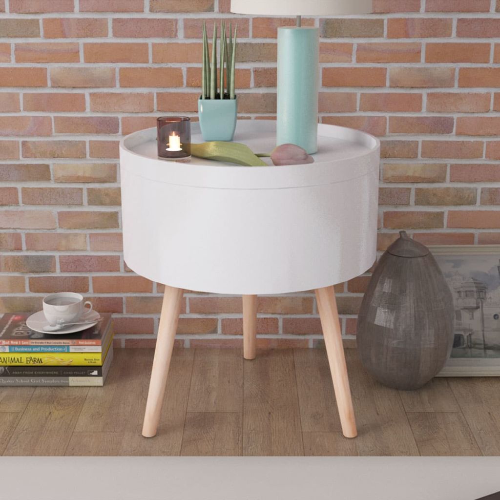 vidaXL Side Table Sofa End Table Accent Coffee Table with Serving Tray Round-1