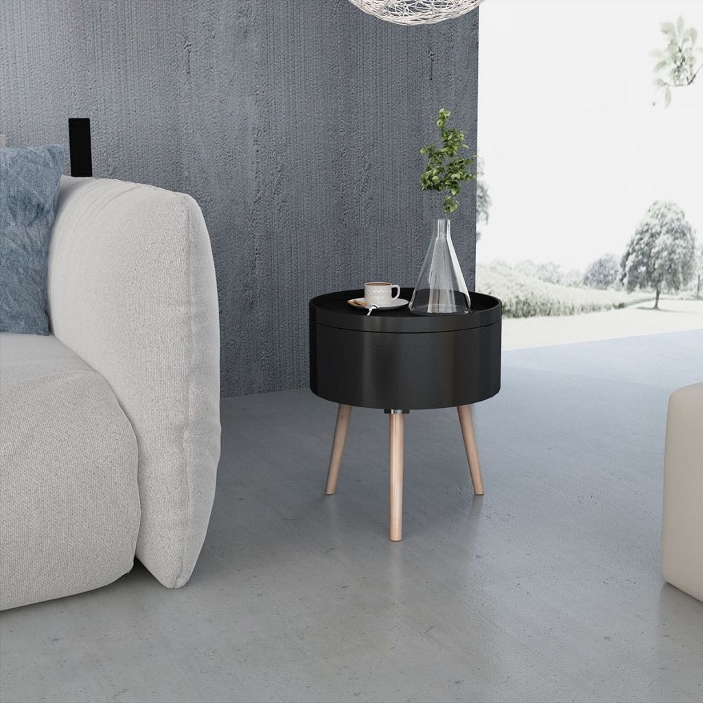 vidaXL Side Table Sofa End Table Accent Coffee Table with Serving Tray Round-11