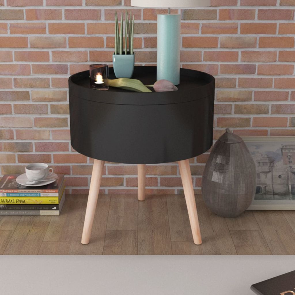 vidaXL Side Table Sofa End Table Accent Coffee Table with Serving Tray Round-7