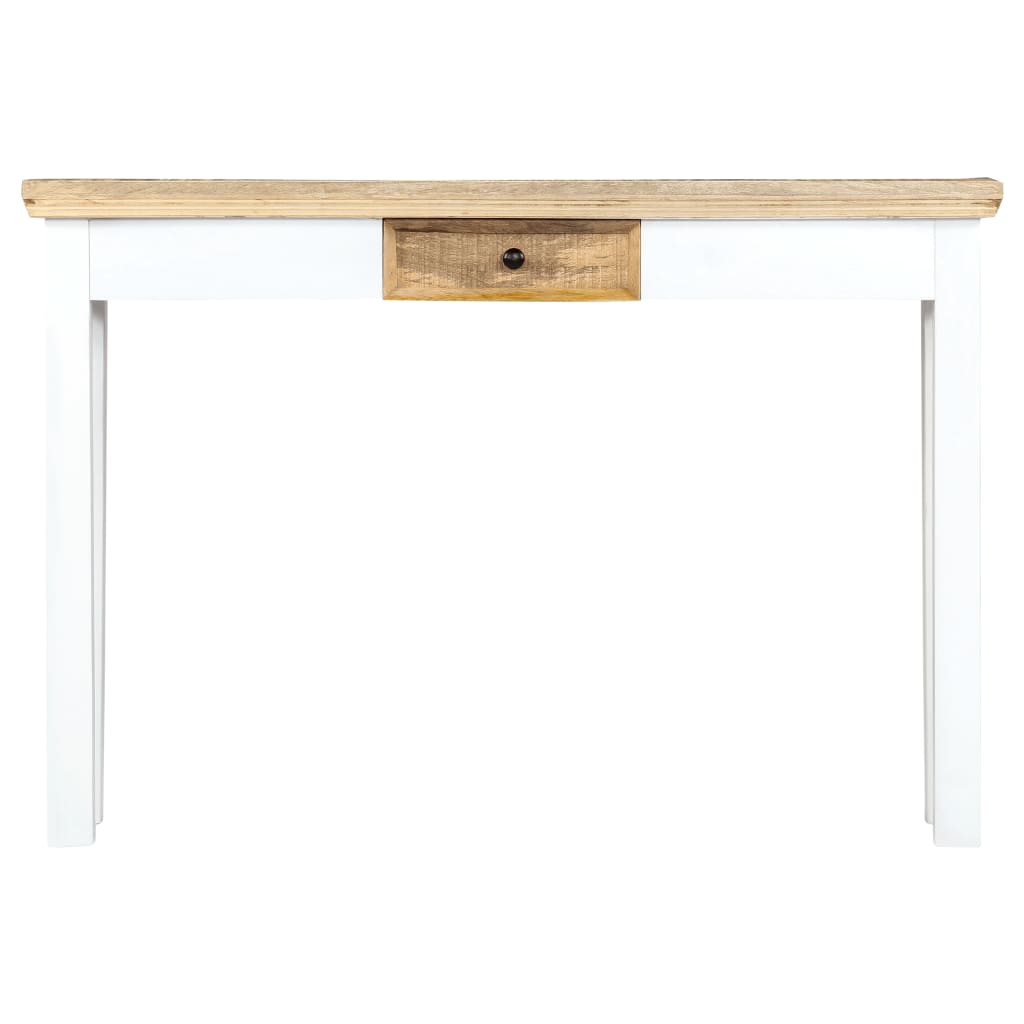 vidaXL Console Table White and Brown 43.3"x13.7"x29.5" Solid Mango Wood-0