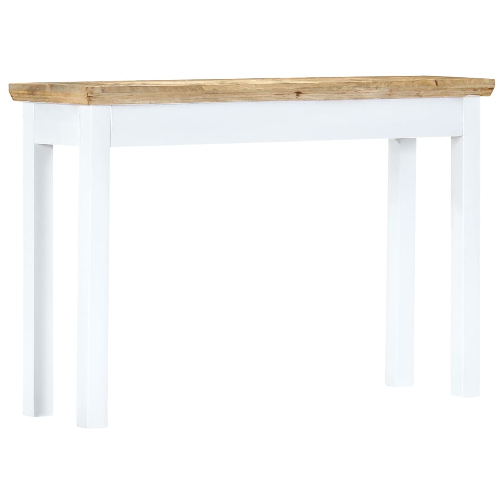 vidaXL Console Table White and Brown 43.3"x13.7"x29.5" Solid Mango Wood-3