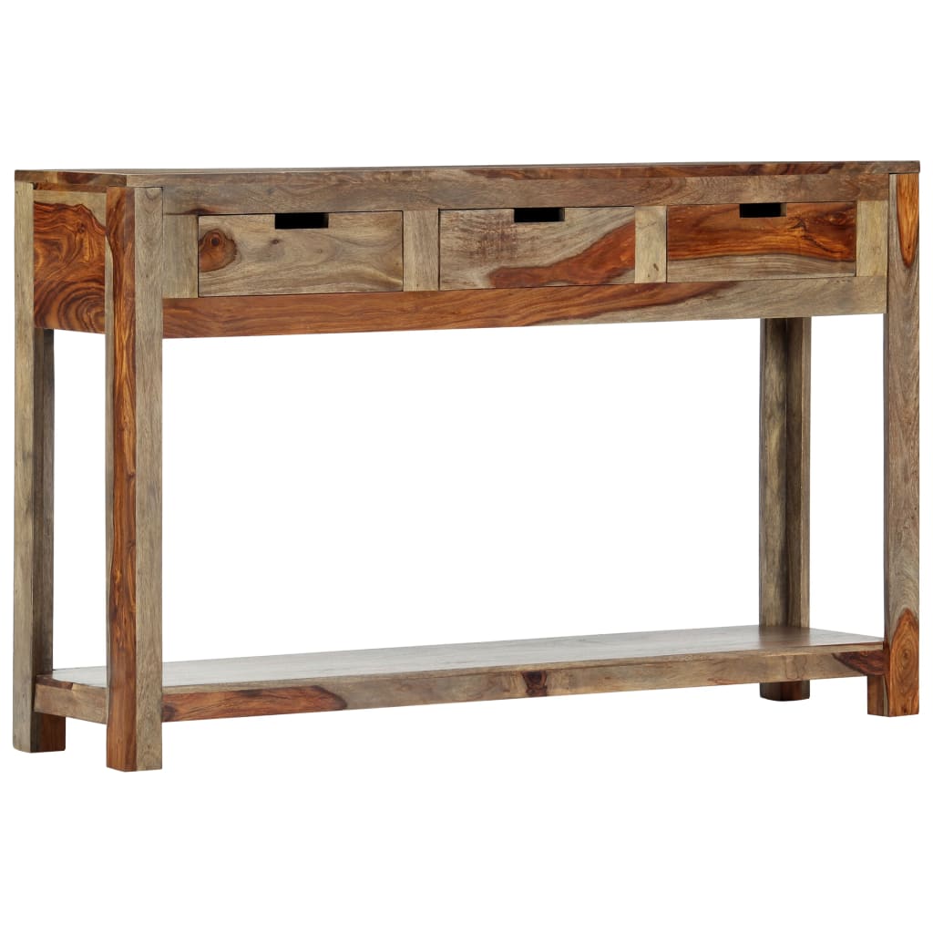 vidaXL Console Table with 3 Drawers 47.2"x11.8"x29.5" Solid Sheesham Wood-0