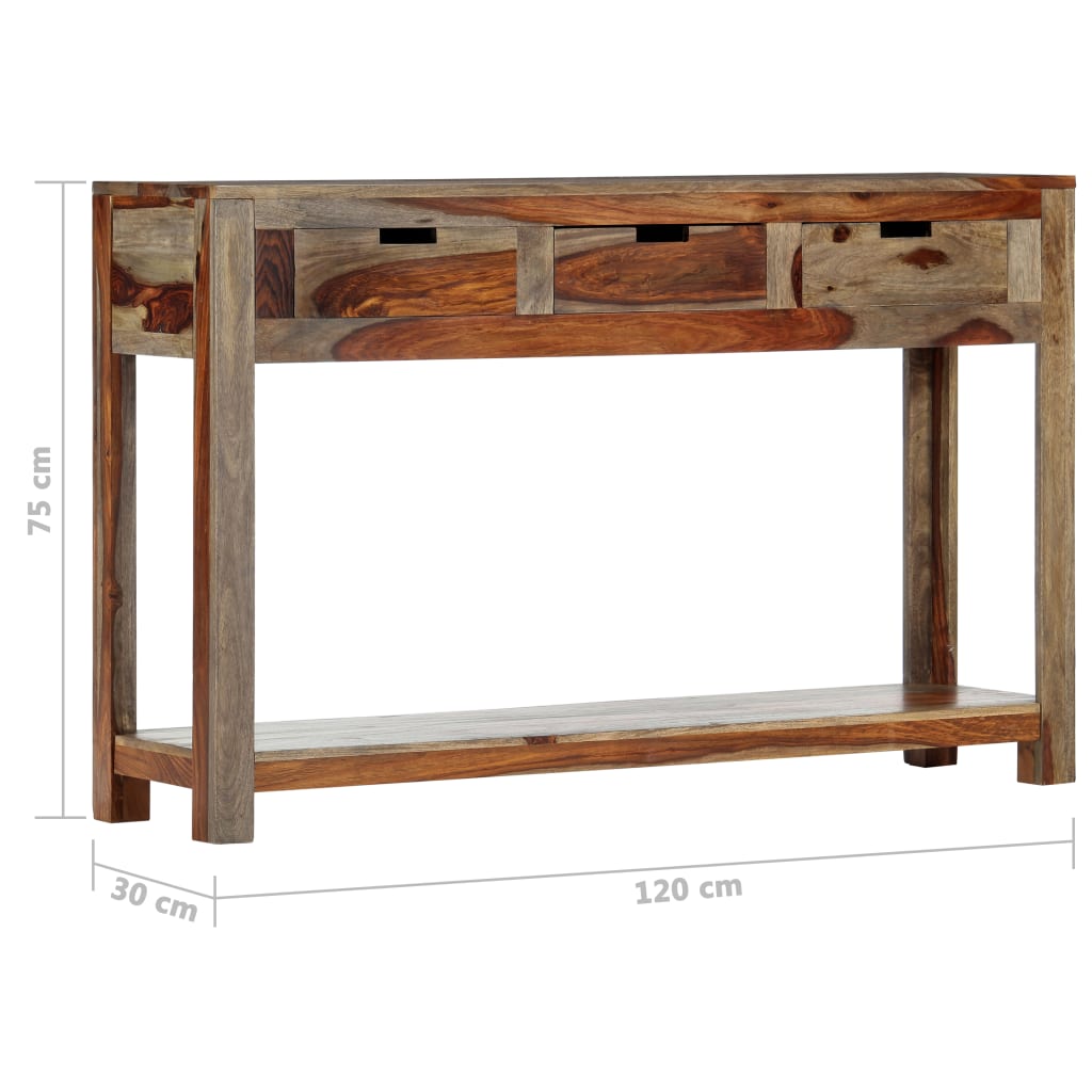 vidaXL Console Table with 3 Drawers 47.2"x11.8"x29.5" Solid Sheesham Wood-10