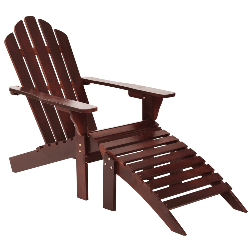 vidaXL Patio Chair Lawn Patio Adirondack Chair for Outdoor with Ottoman Wood-18