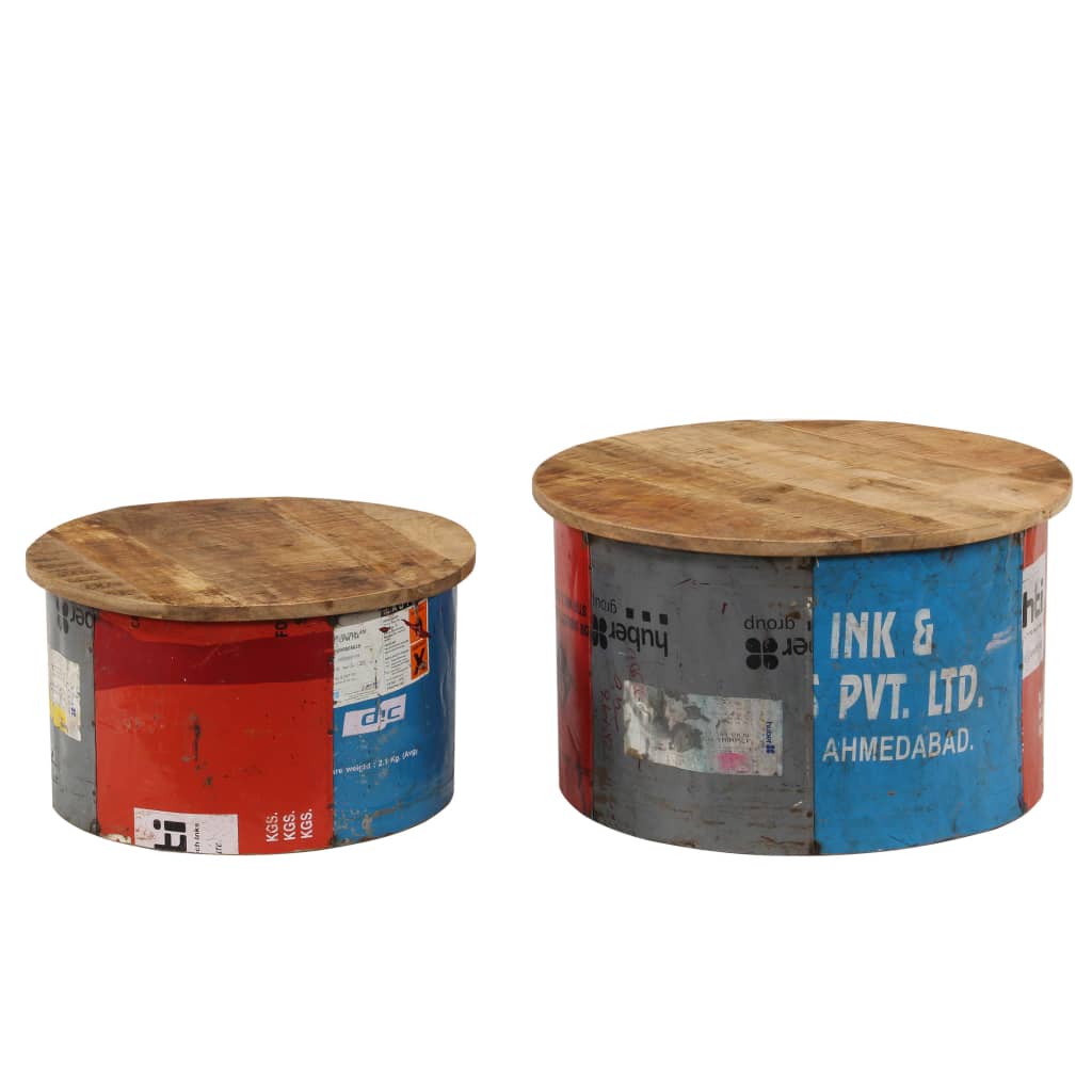 vidaXL Coffee Tables 2 pcs Solid Mango Wood-1