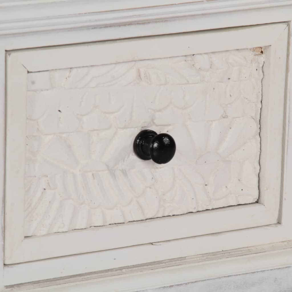 vidaXL Coffee Table White 27.6"x27.6"x11.8" Solid Mango Wood-2