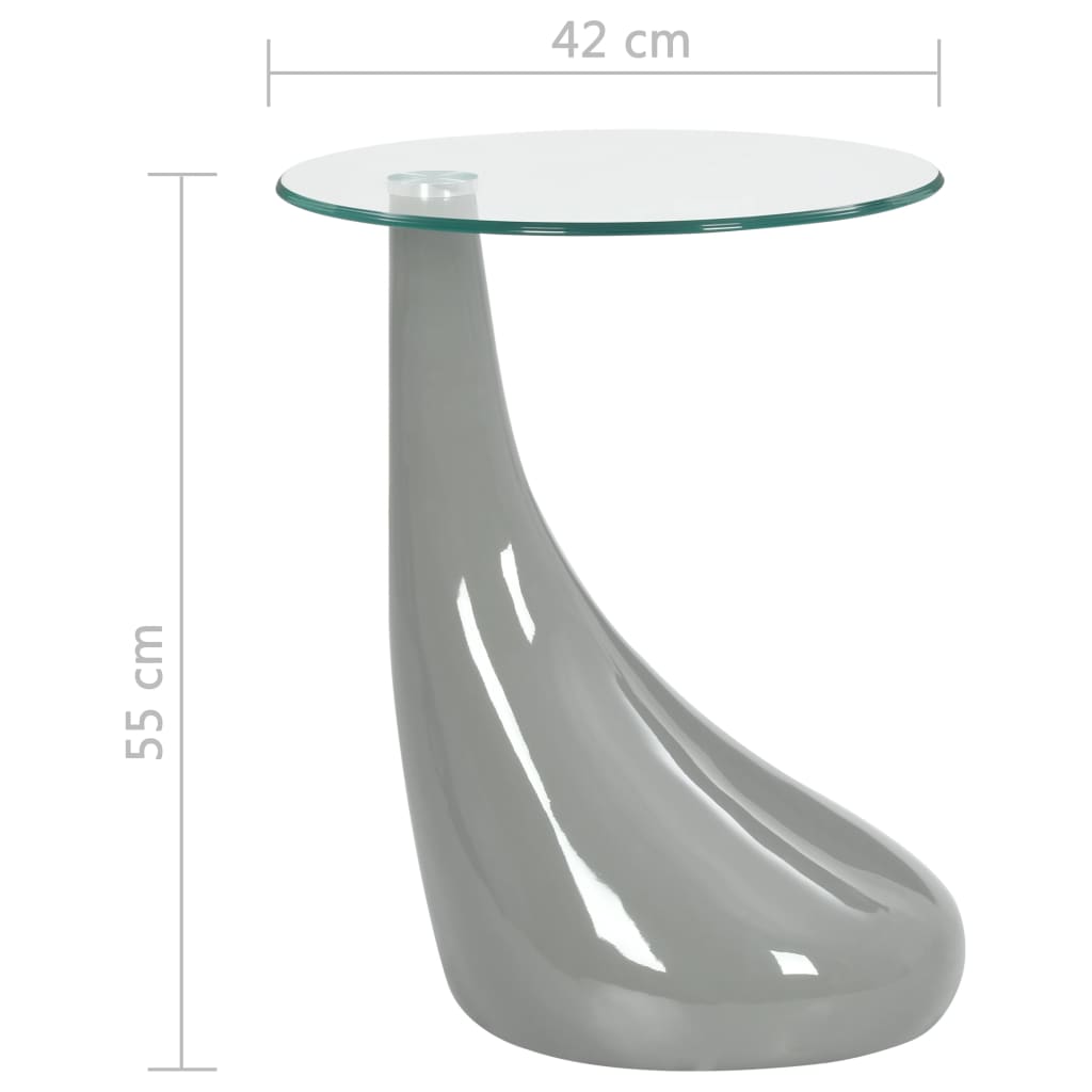 vidaXL Coffee Table End Table Living Room Side Table with Round Glass Top-26