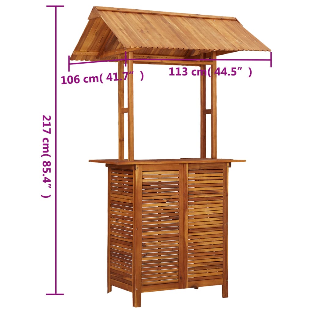 vidaXL Patio Bar Table with Rooftop 44.5"x41.7"x85.4" Solid Wood Acacia-8