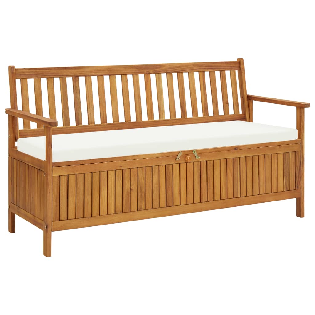 vidaXL Storage Bench with Cushion 58.2" Solid Acacia Wood-0