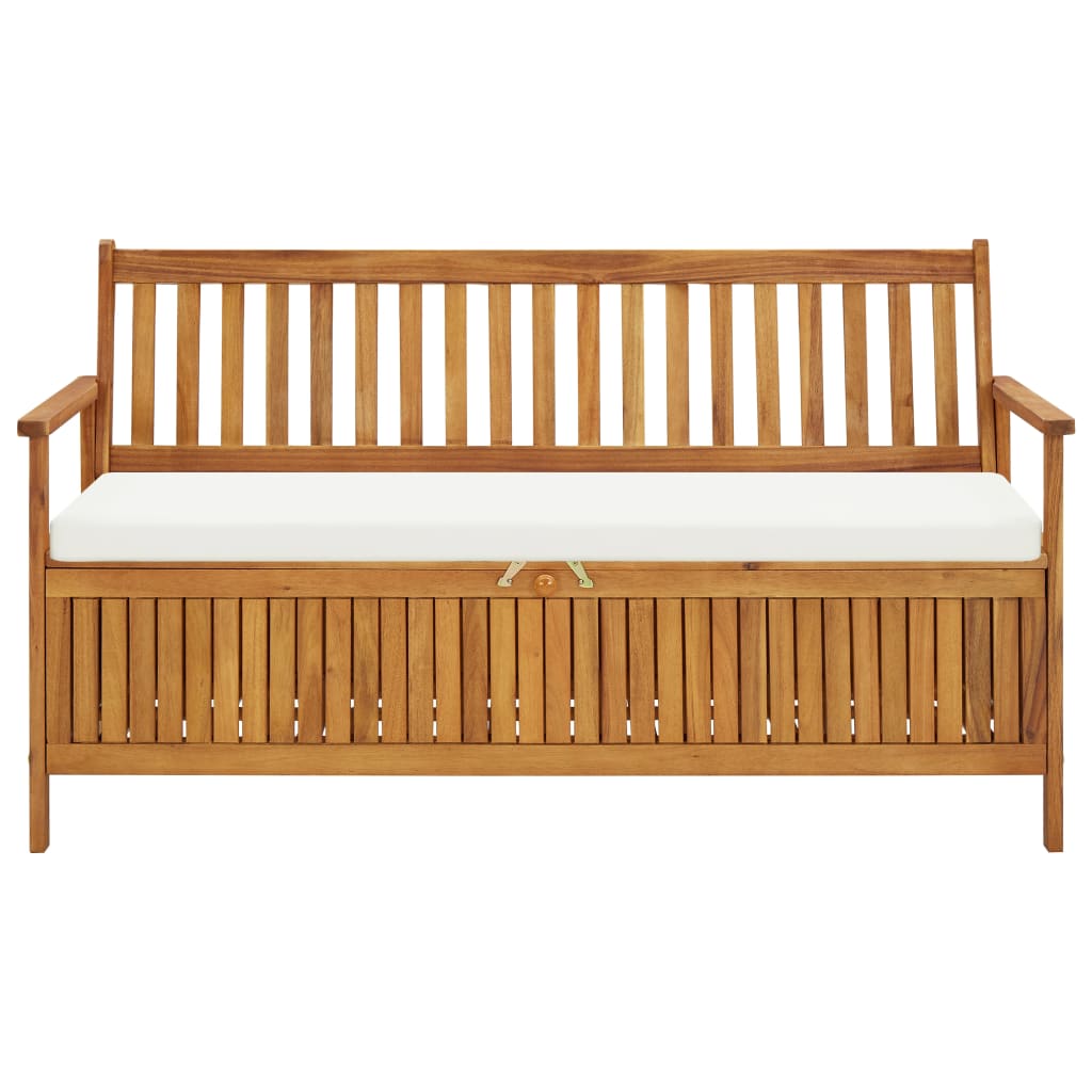 vidaXL Storage Bench with Cushion 58.2" Solid Acacia Wood-8