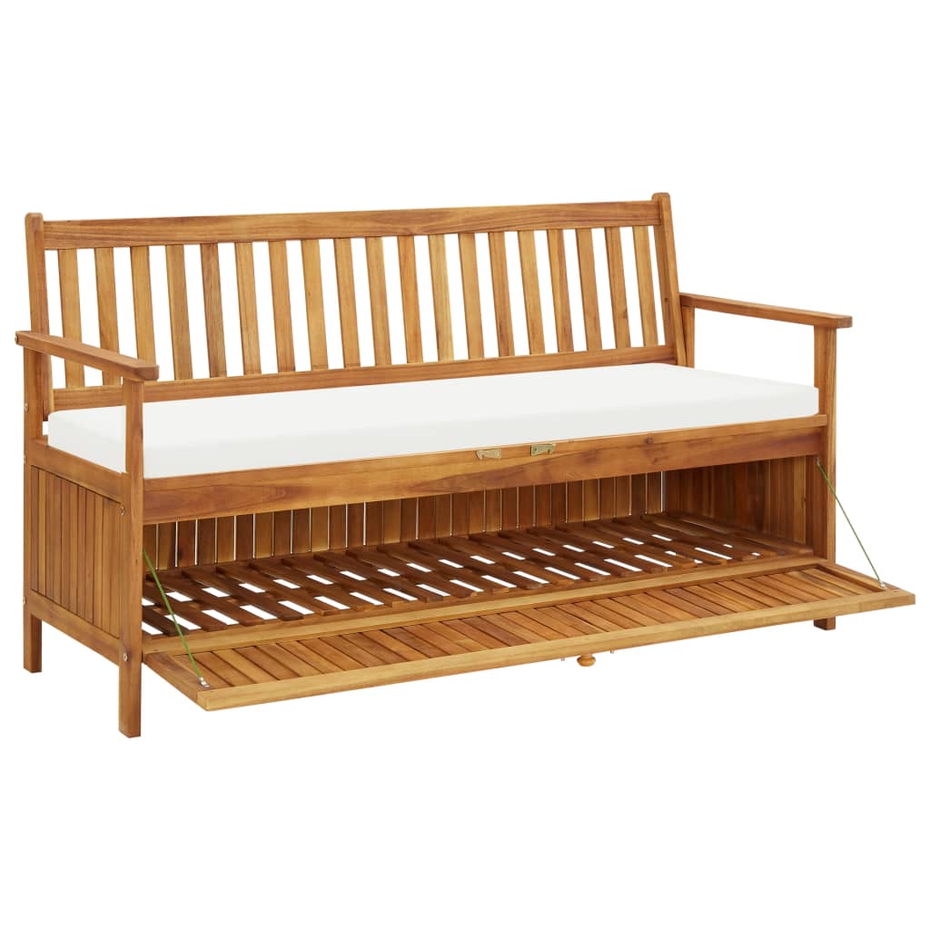 vidaXL Storage Bench with Cushion 58.2" Solid Acacia Wood-1