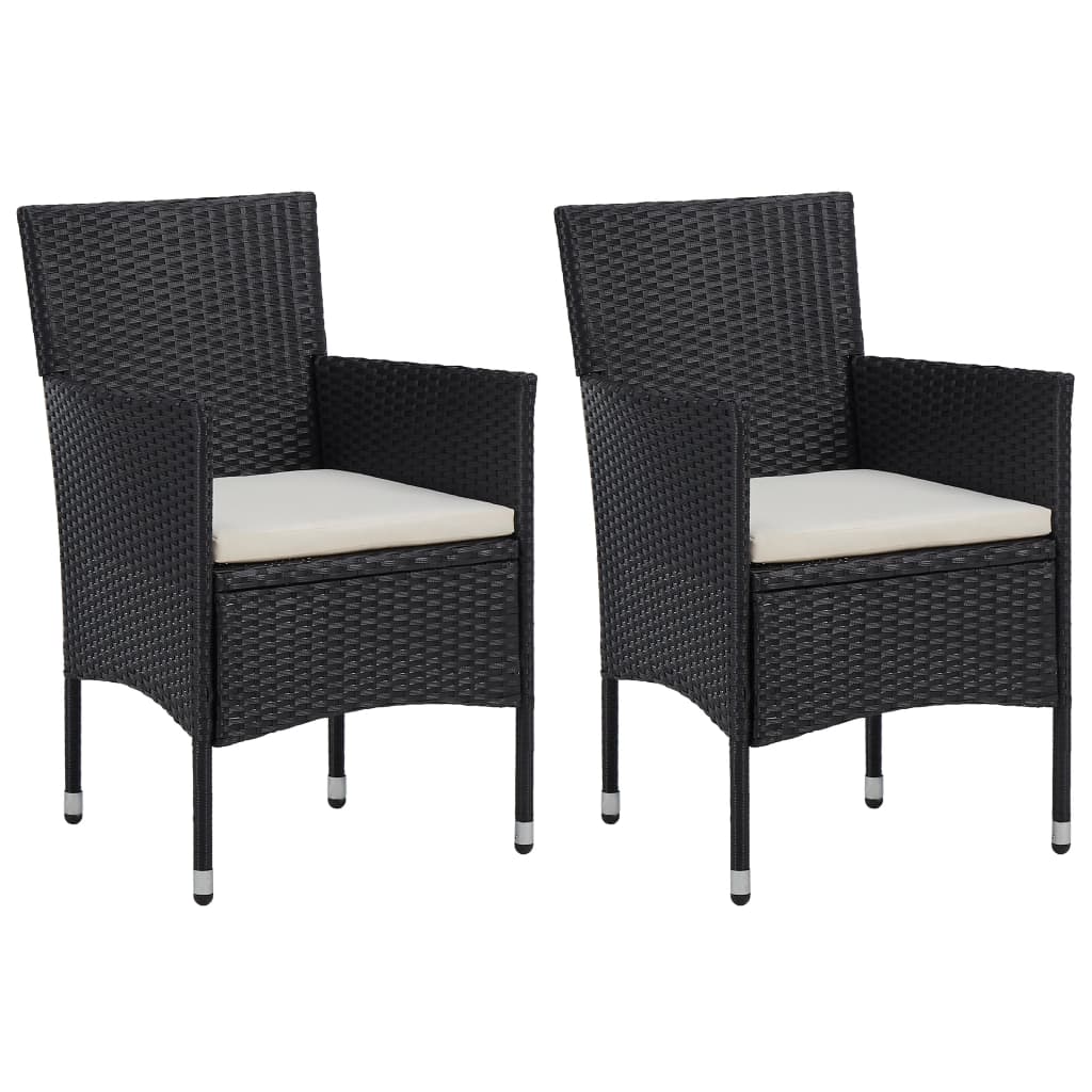vidaXL Rattan Dining Chairs 2 Pcs Outdoor Wicker Dining Chair Poly Rattan-0