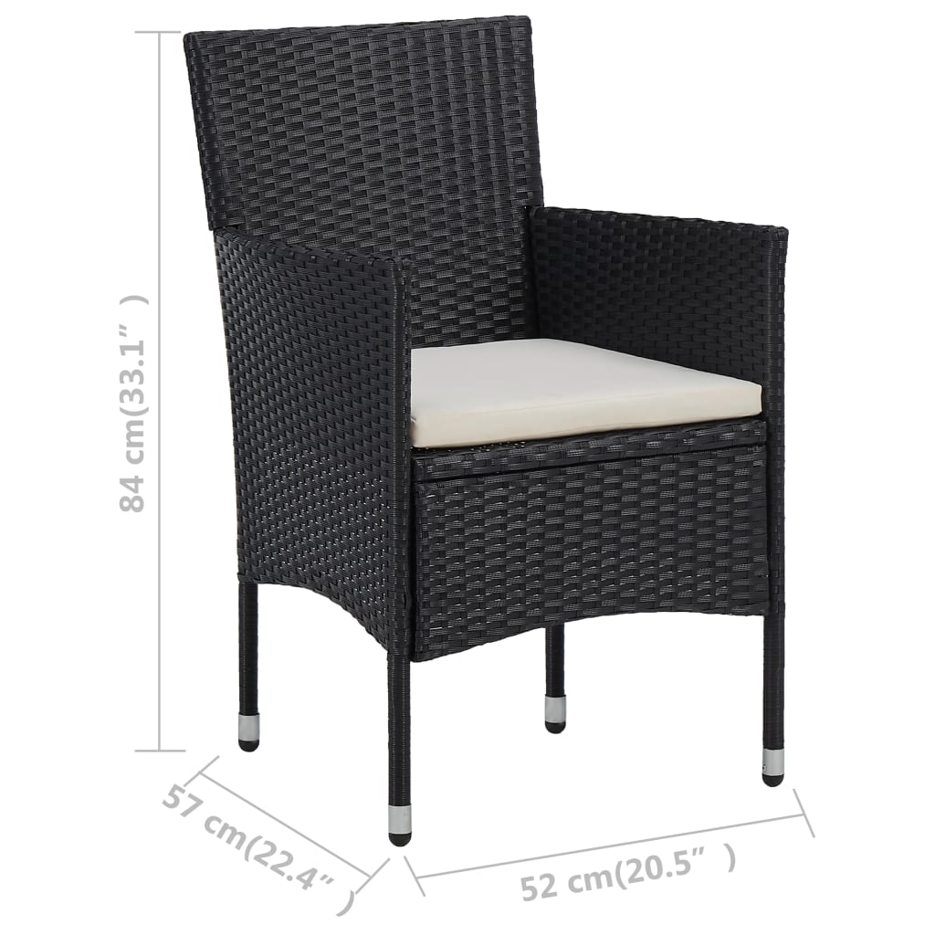 vidaXL Rattan Dining Chairs 2 Pcs Outdoor Wicker Dining Chair Poly Rattan-11