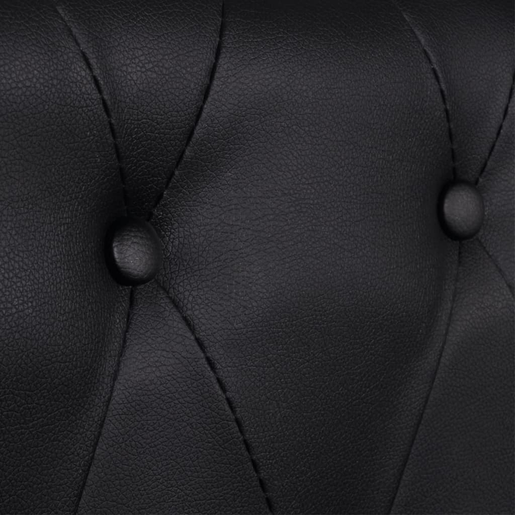 vidaXL Chesterfield Sofa Set 2-Seater and 3-Seater Black Faux Leather-2