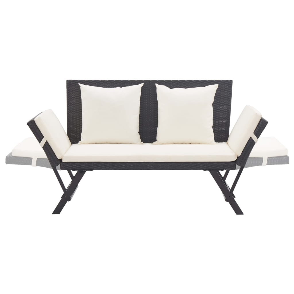 vidaXL Patio Bench Adjustable with Cushions for Outdoor Garden Poly Rattan-20