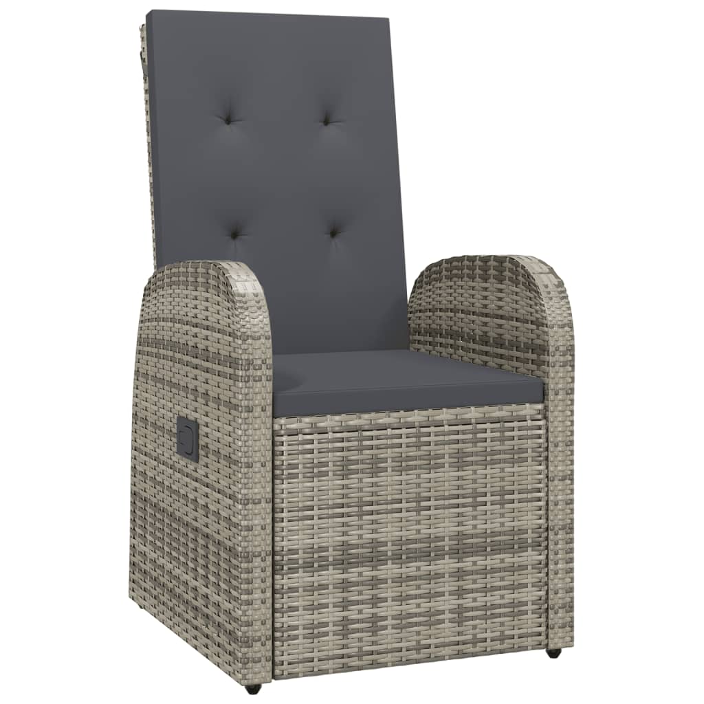 vidaXL Reclining Patio Chairs 2 pcs with Cushions Poly Rattan Gray-1