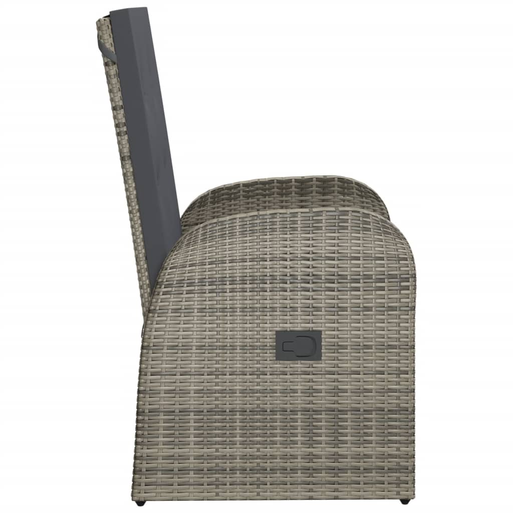 vidaXL Reclining Patio Chairs 2 pcs with Cushions Poly Rattan Gray-3