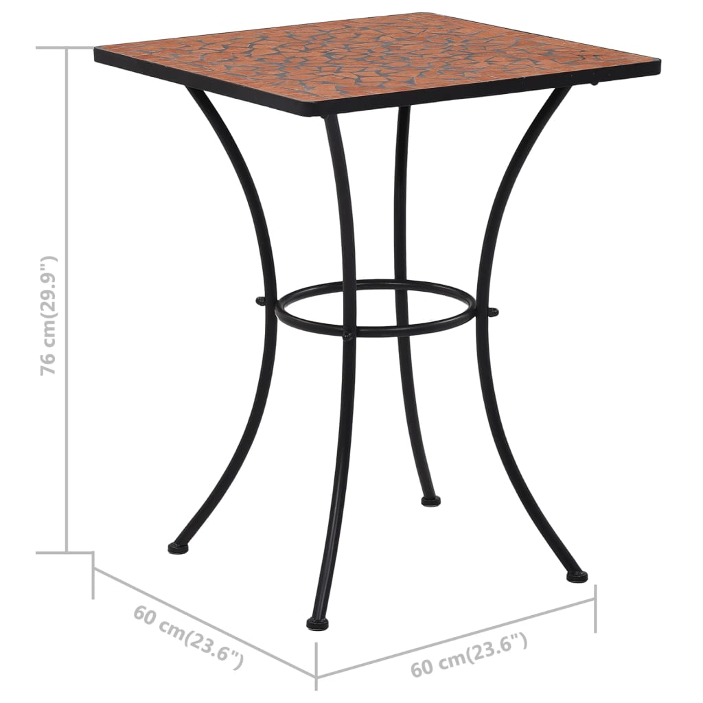 vidaXL Mosaic Bistro Table Terracotta 23.6" Ceramic-6