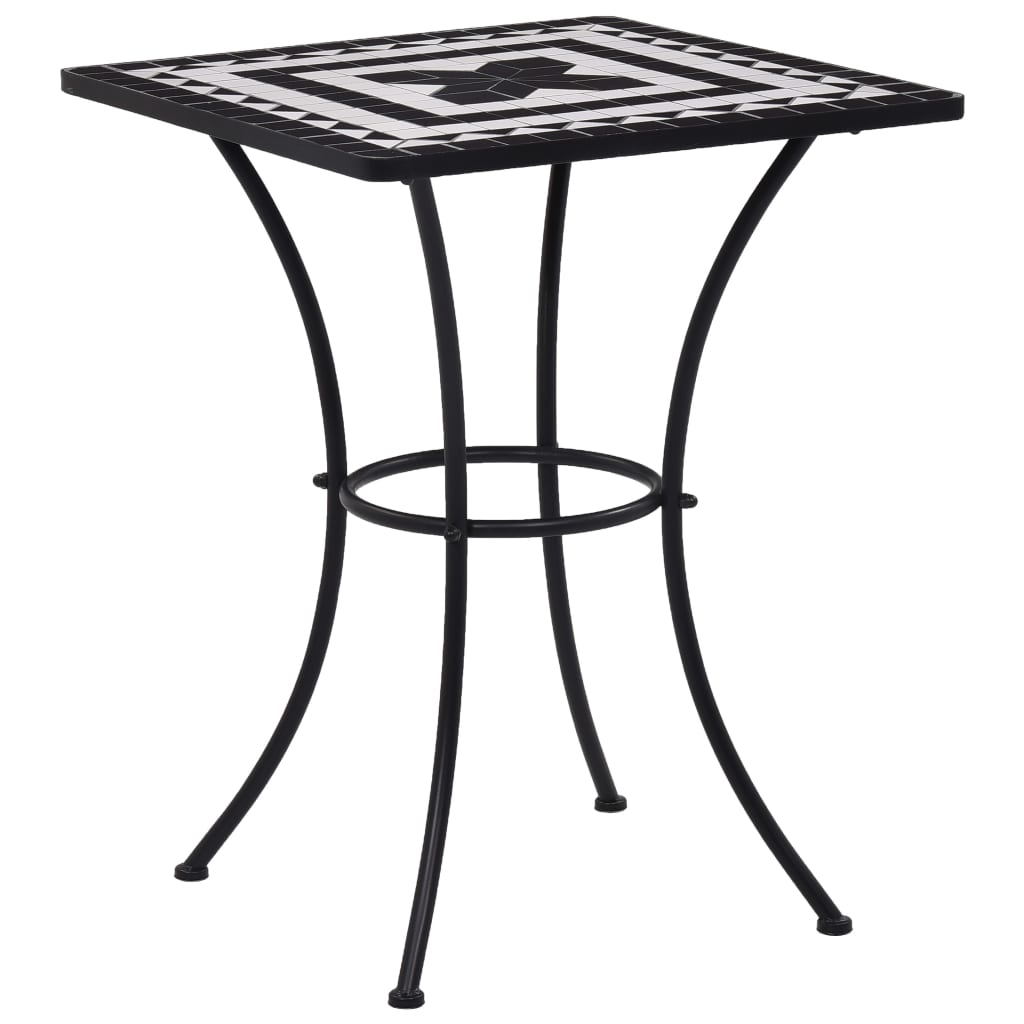 vidaXL Mosaic Bistro Table Black and White 23.6" Ceramic-0