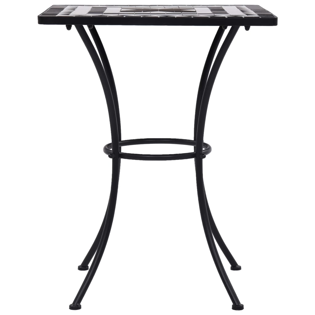 vidaXL Mosaic Bistro Table Black and White 23.6" Ceramic-2