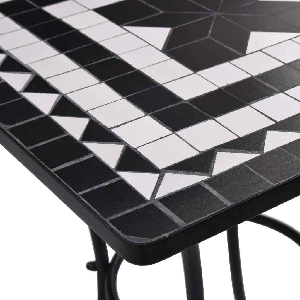 vidaXL Mosaic Bistro Table Black and White 23.6" Ceramic-3