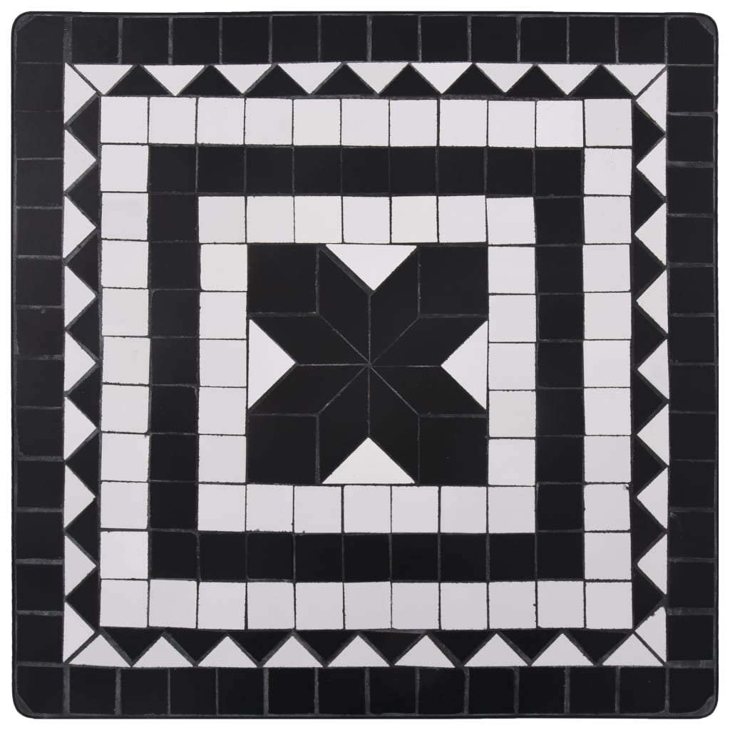 vidaXL Mosaic Bistro Table Black and White 23.6" Ceramic-4