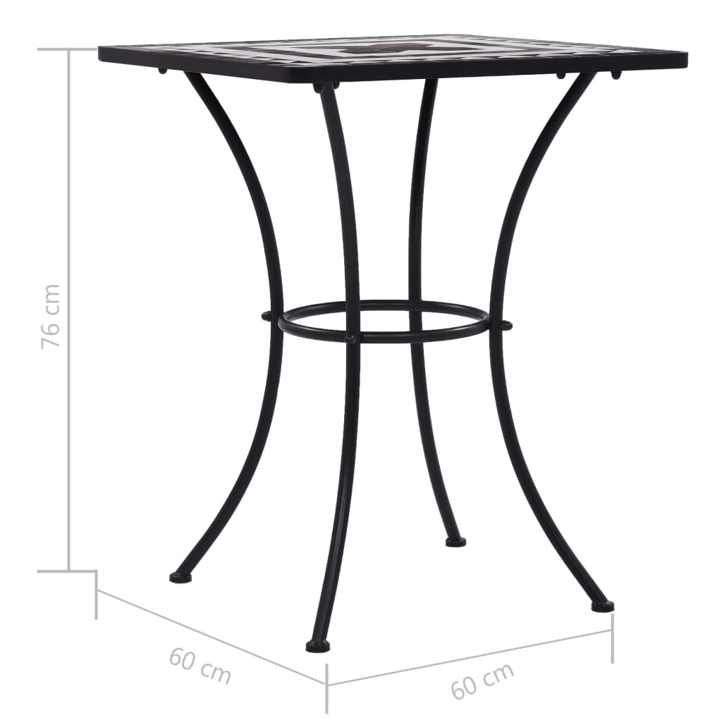 vidaXL Mosaic Bistro Table Black and White 23.6" Ceramic-7