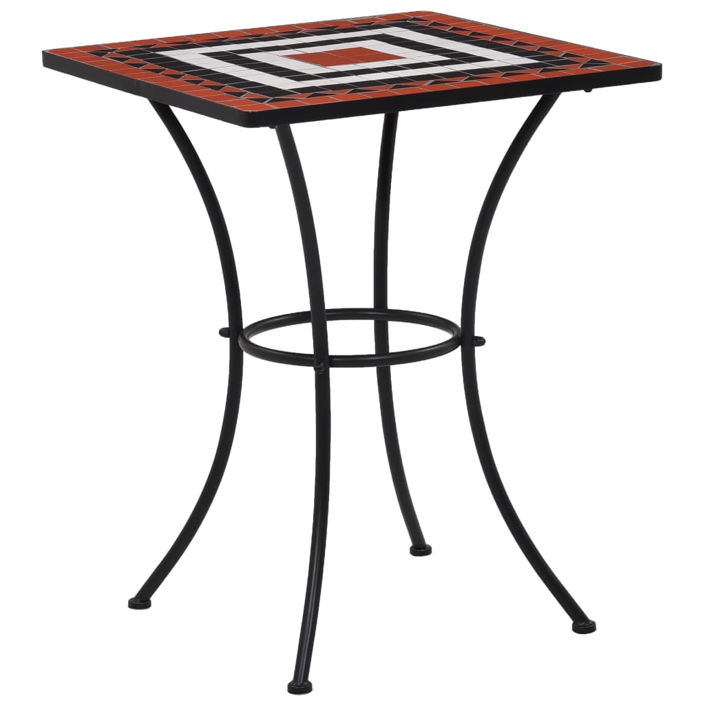 vidaXL Mosaic Bistro Table Terracotta and White 23.6" Ceramic-0