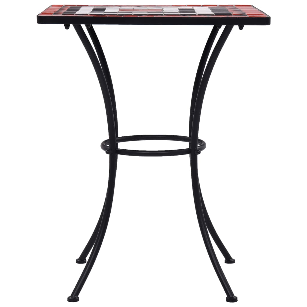 vidaXL Mosaic Bistro Table Terracotta and White 23.6" Ceramic-2