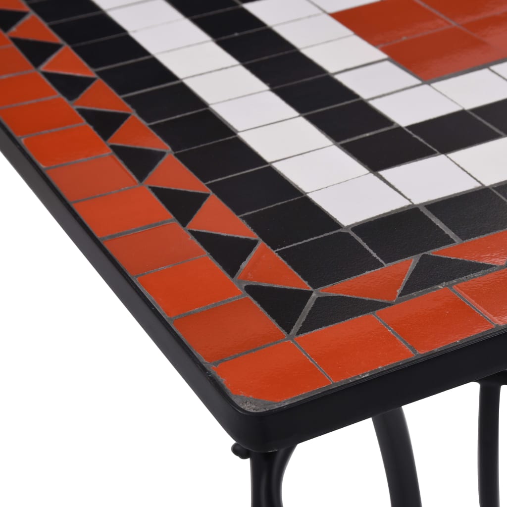 vidaXL Mosaic Bistro Table Terracotta and White 23.6" Ceramic-3