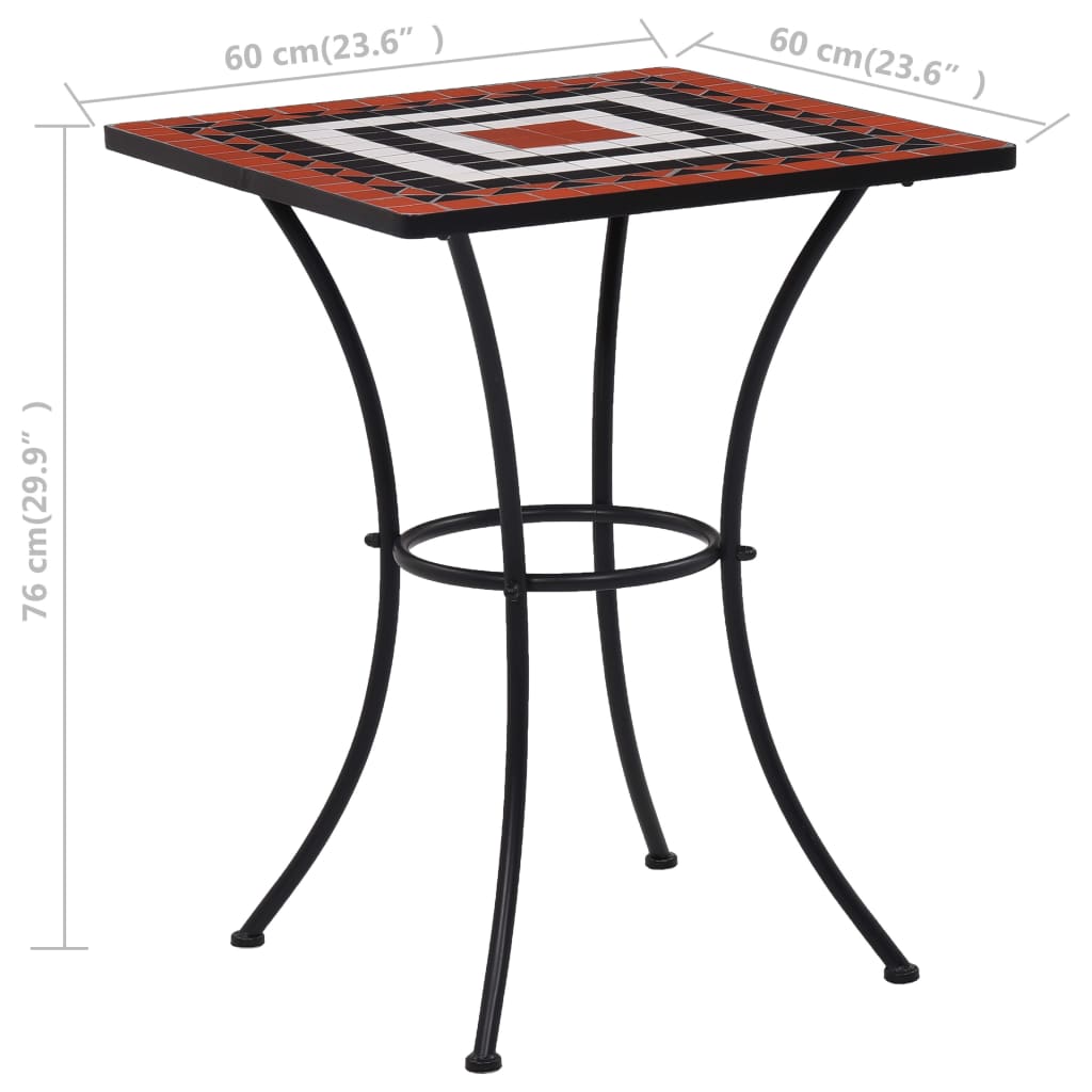 vidaXL Mosaic Bistro Table Terracotta and White 23.6" Ceramic-7