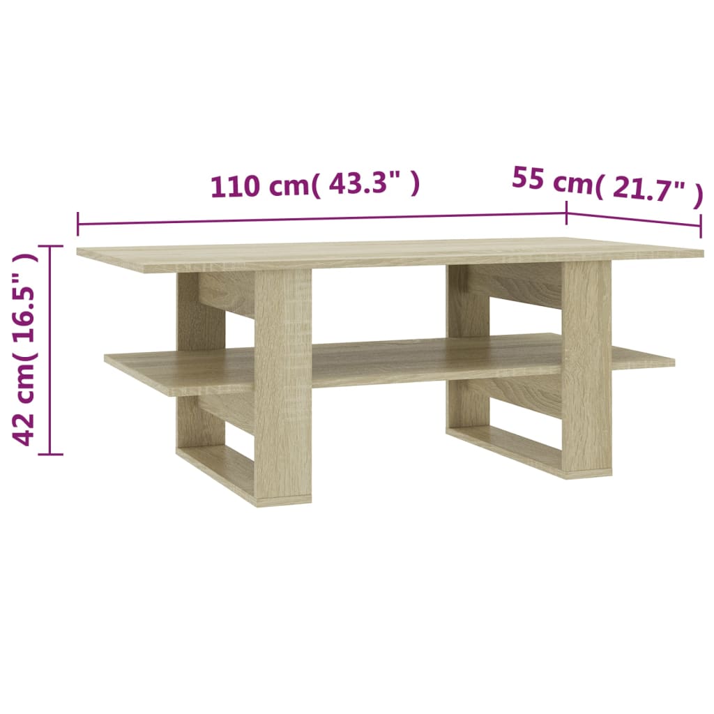 vidaXL Coffee Table End Table Side Sofa Table with Storage Engineered Wood-29