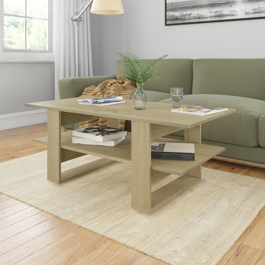 vidaXL Coffee Table End Table Side Sofa Table with Storage Engineered Wood-36