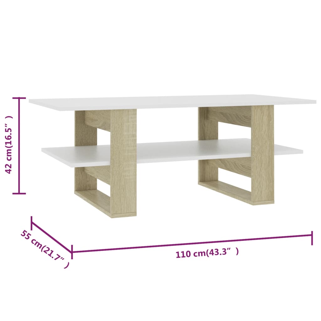 vidaXL Coffee Table End Table Side Sofa Table with Storage Engineered Wood-15