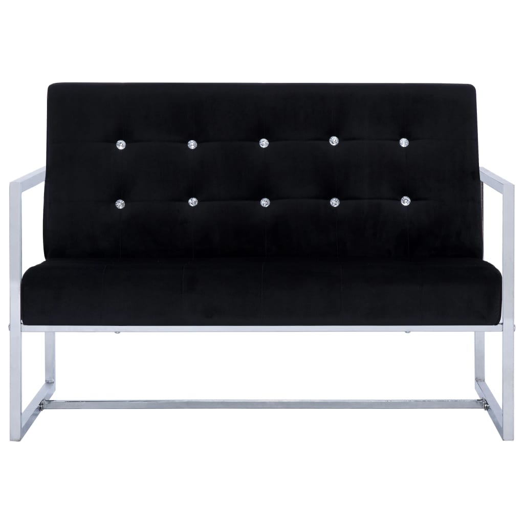 vidaXL Sofa Loveseat with Armrests for Living Room Office Steel and Fabric-21