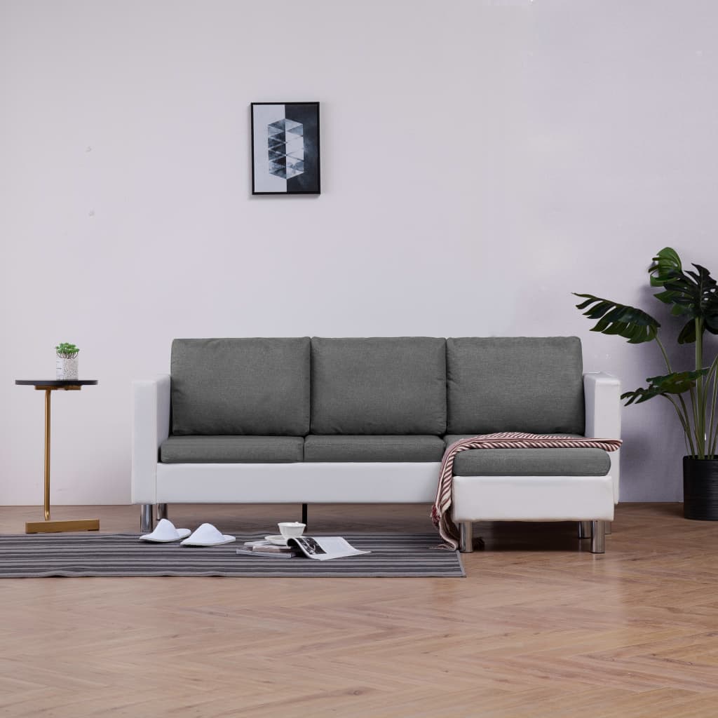 vidaXL Sofa Upholstered Sectional 3 Seater Sofa with Cushions Faux Leather-1