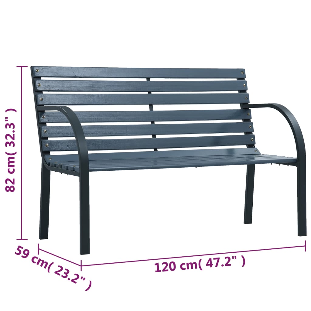 vidaXL Outdoor Patio Bench 2-Seater Bench Patio Loveseat Chair Wood and Iron-3