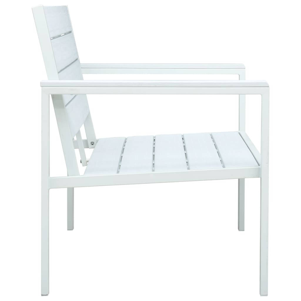 vidaXL Outdoor Patio Bench Garden Chair Bench with Armrests HDPE Wood Look-4