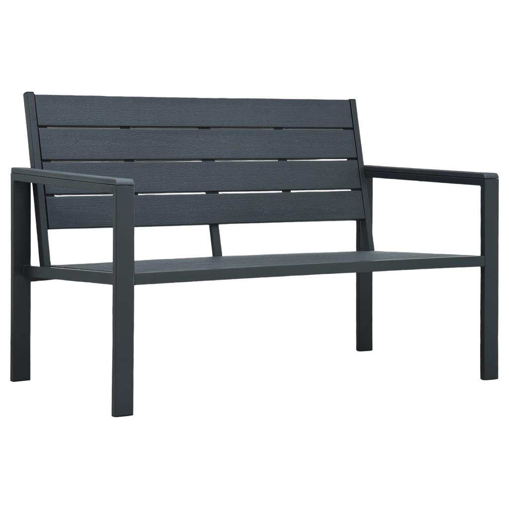 vidaXL Outdoor Patio Bench Garden Chair Bench with Armrests HDPE Wood Look-6