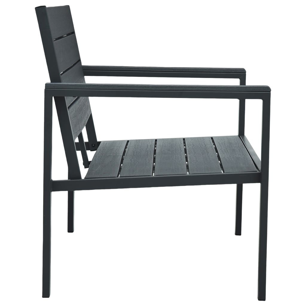 vidaXL Outdoor Patio Bench Garden Chair Bench with Armrests HDPE Wood Look-10
