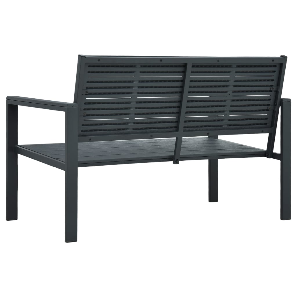vidaXL Outdoor Patio Bench Garden Chair Bench with Armrests HDPE Wood Look-3