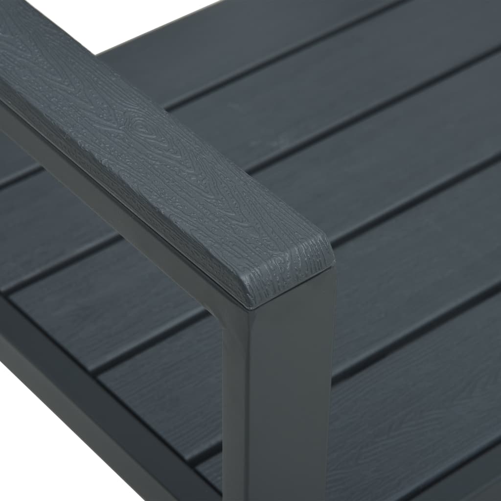 vidaXL Outdoor Patio Bench Garden Chair Bench with Armrests HDPE Wood Look-5