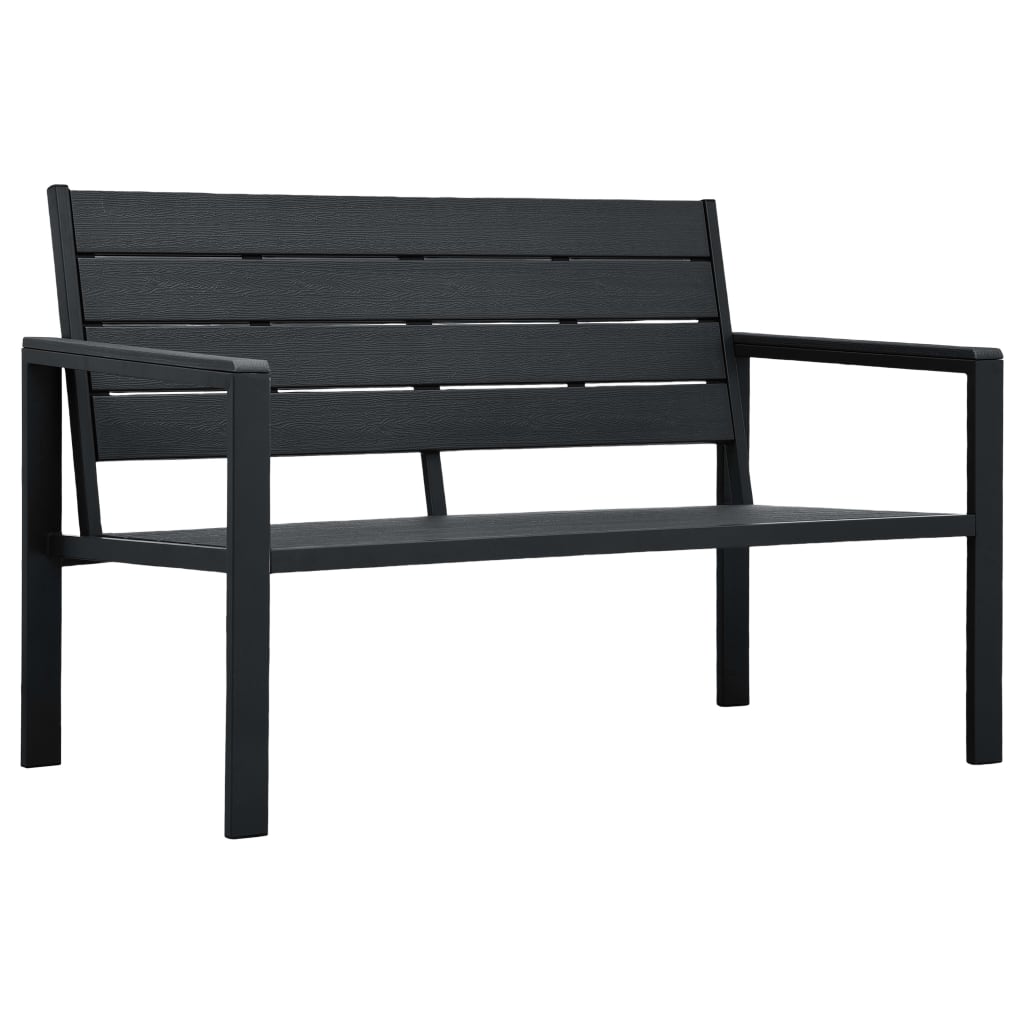 vidaXL Outdoor Patio Bench Garden Chair Bench with Armrests HDPE Wood Look-12