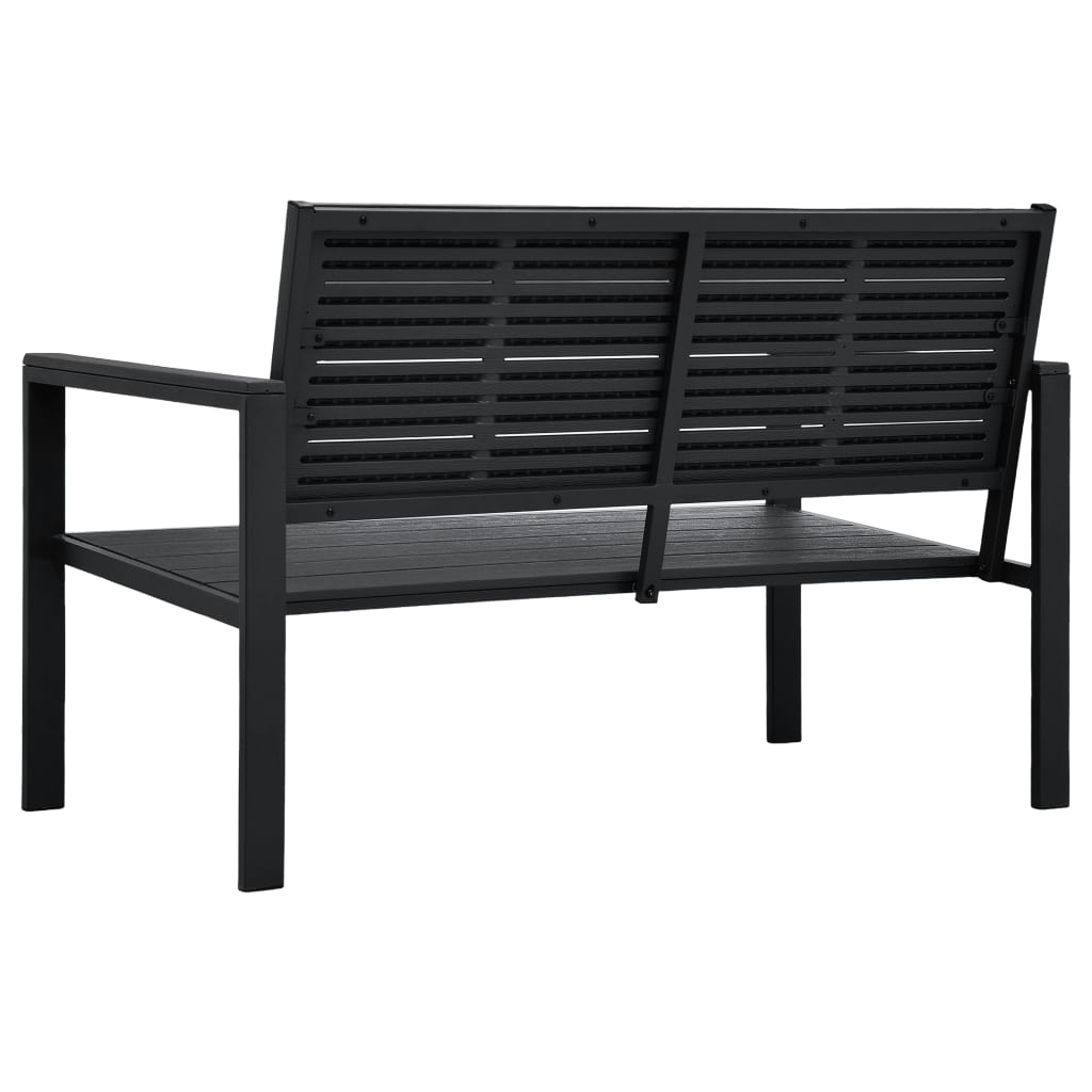 vidaXL Outdoor Patio Bench Garden Chair Bench with Armrests HDPE Wood Look-14