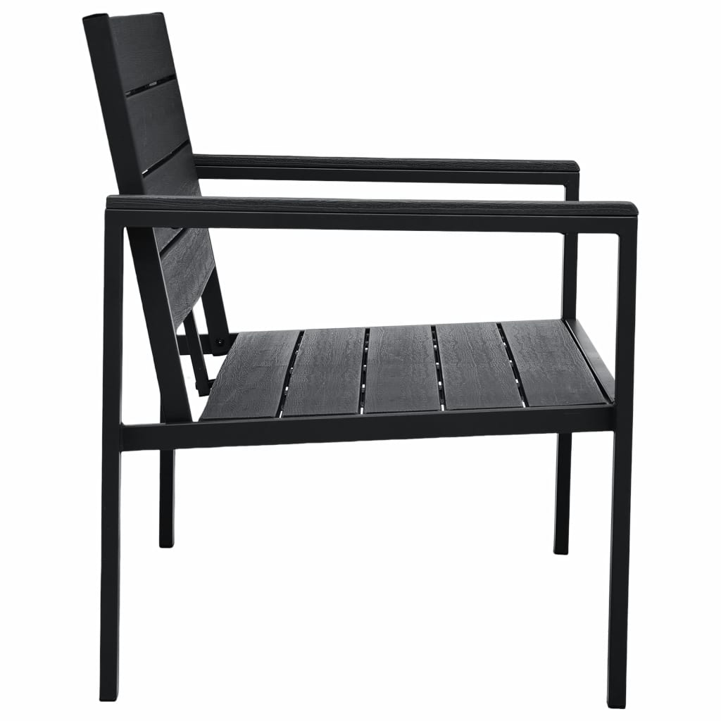 vidaXL Outdoor Patio Bench Garden Chair Bench with Armrests HDPE Wood Look-7