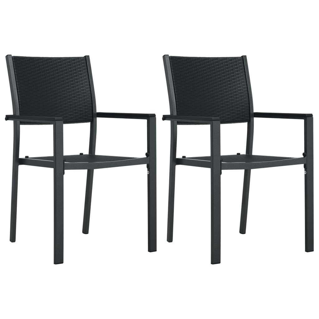 vidaXL Patio Chairs Dining Chair for Deck Porch Black Plastic Rattan Look-0