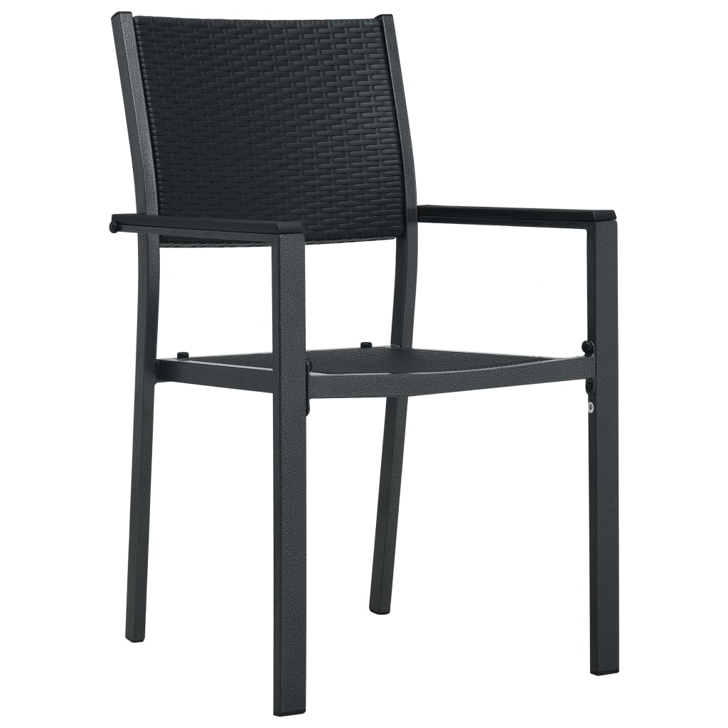 vidaXL Patio Chairs Dining Chair for Deck Porch Black Plastic Rattan Look-6