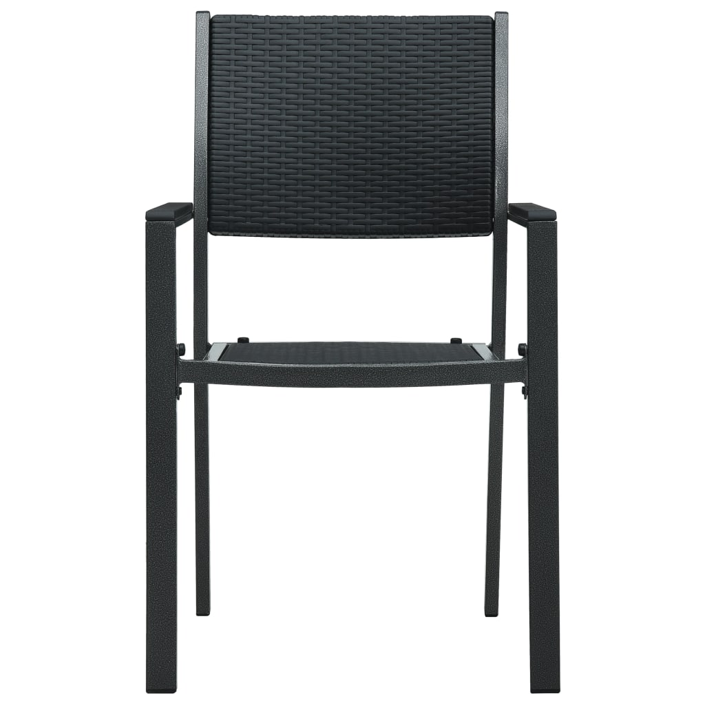 vidaXL Patio Chairs Dining Chair for Deck Porch Black Plastic Rattan Look-8