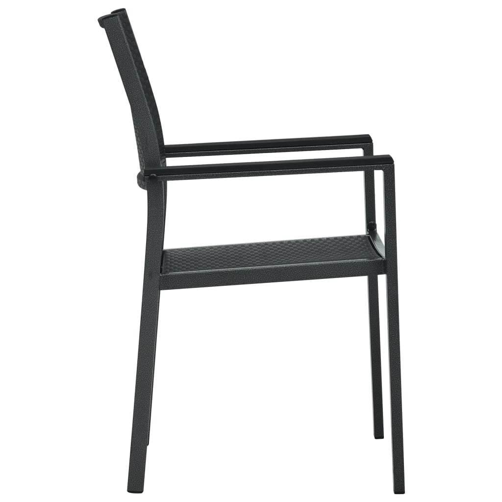 vidaXL Patio Chairs Dining Chair for Deck Porch Black Plastic Rattan Look-10